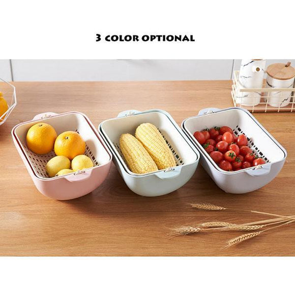 Double Plastic Vegetable Washing Basket